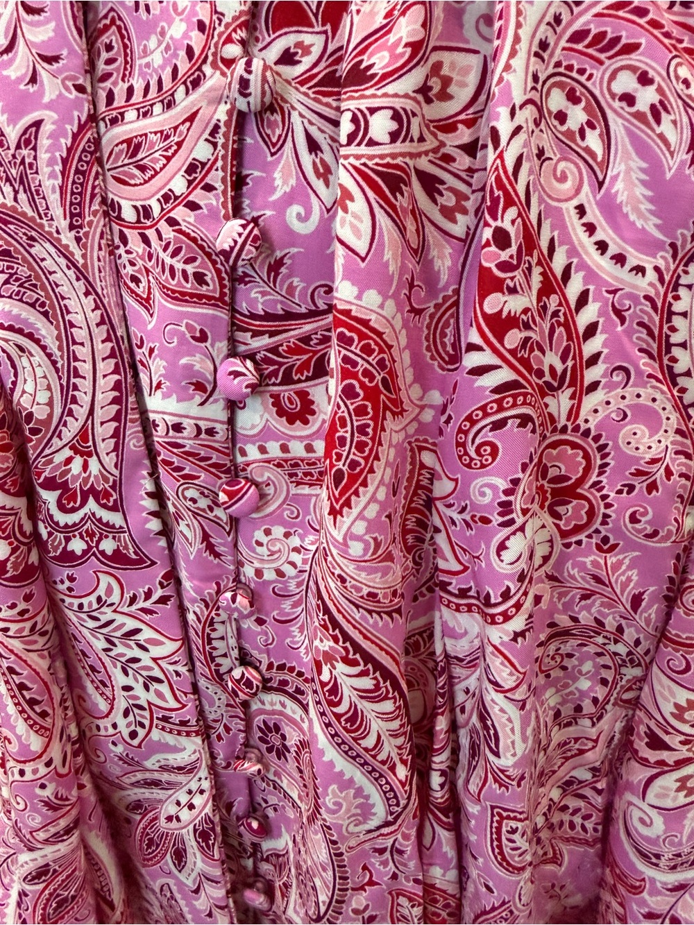 Zara Paisley Shirt Dress Tie Waist Button Front Ruffle Boho Pink XL RUNS SMALL - Picture 12 of 16